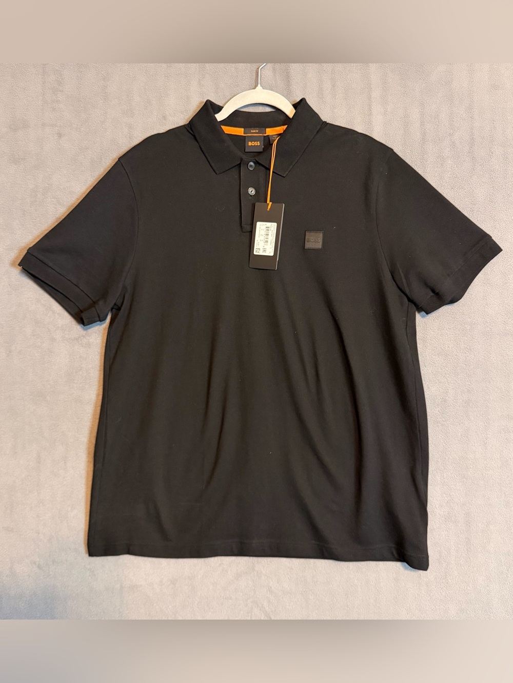 NWT Hugo Boss Men's Passenger Slim Fit Black Polo Shirt Size XL Patch Logo